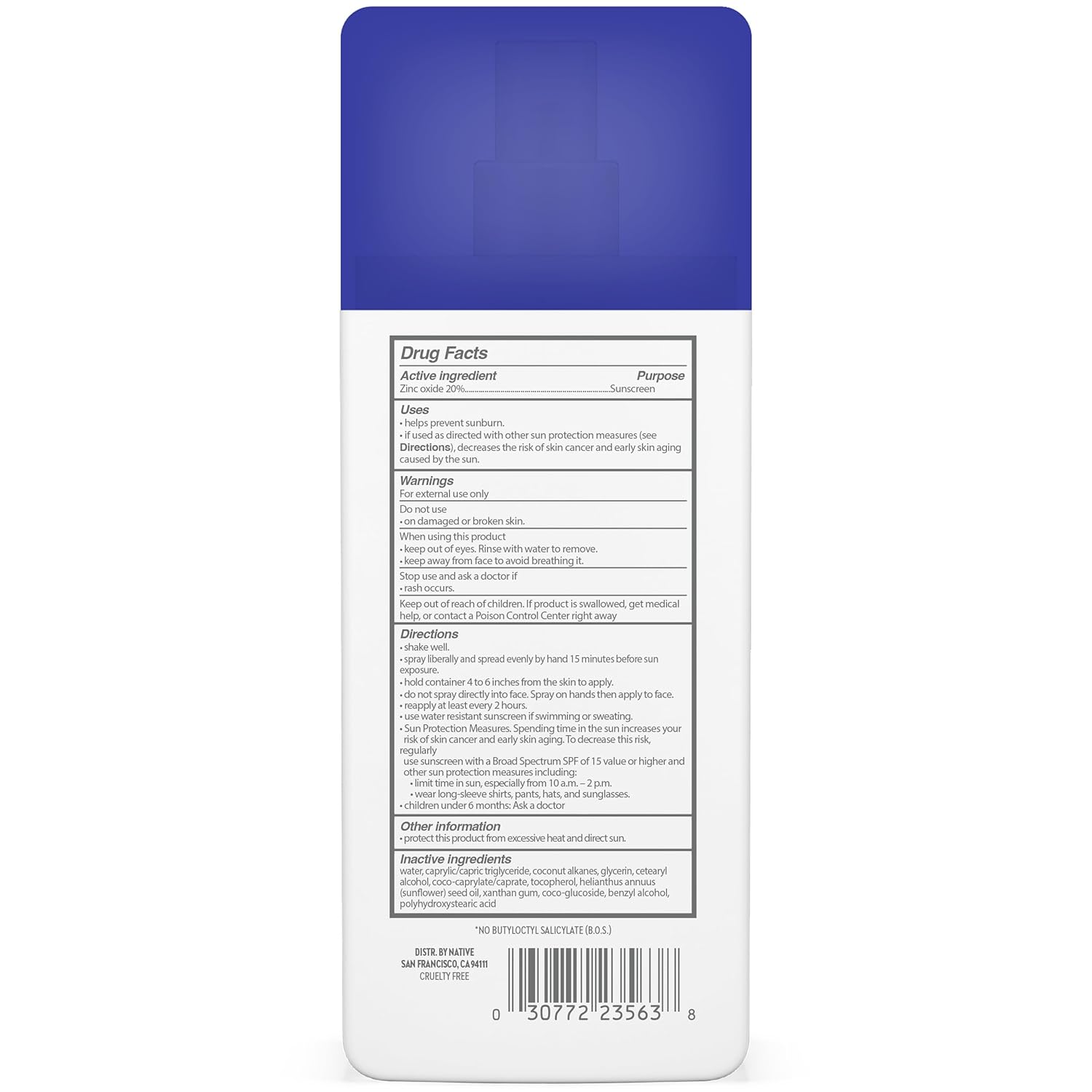 Native Mineral Sunscreen Spray SPF 30 – Gentle Daily SPF for Sensitive Skin & Self-Care Routines, Fragrance-Free 7 oz