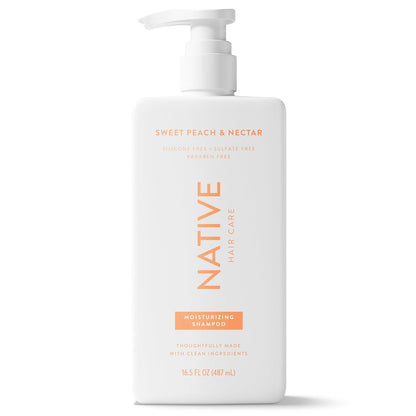 Native Moisturizing Shampoo Sweet Peach & Nectar – Clean Beauty Essential for an Uncluttered Shower, 16.5 fl oz