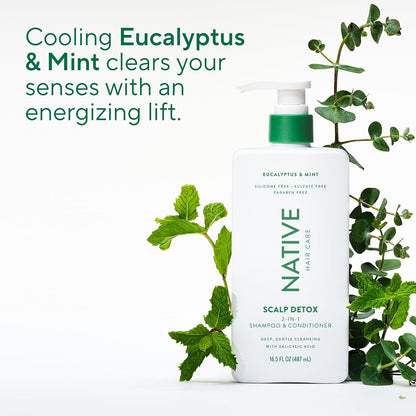 Native Scalp Detox Shampoo & Conditioner – Eucalyptus and Spearmint Scented 2-Pack for Aromatherapy Shower Ritual