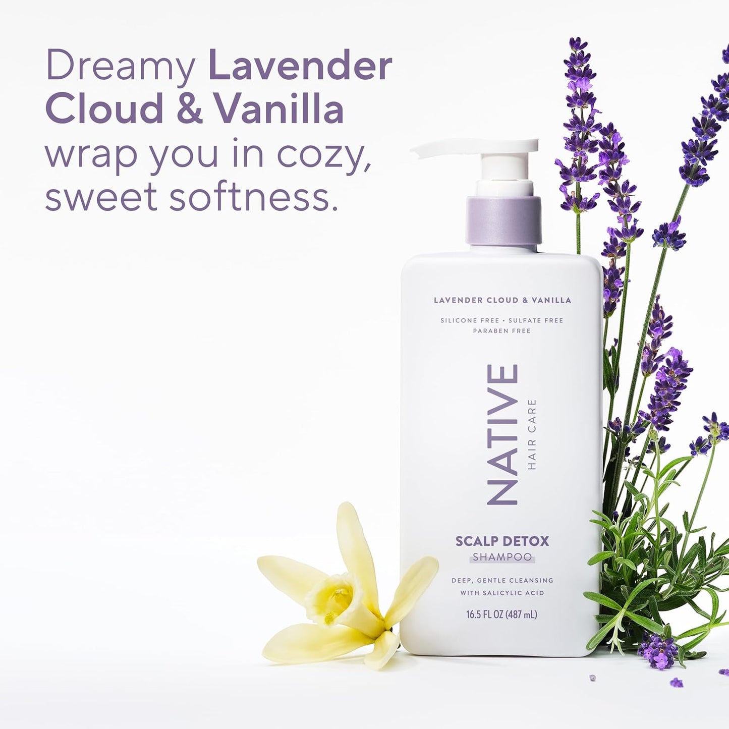 Native Scalp Detox Shampoo Lavender Cloud & Vanilla 16.5 fl oz – Calming Scent Blend for Yoga Room & Meditation Self-Care