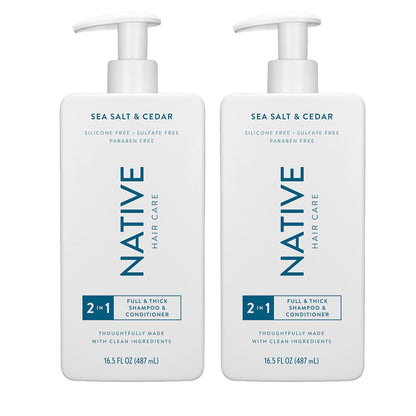 Native Sea Salt & Cedar 2-in-1 Shampoo and Conditioner – Calming Scented Ritual for a Mindful Shower