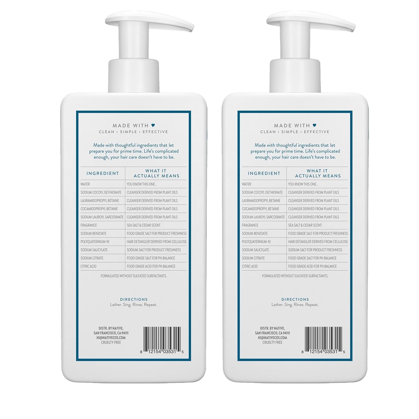 Native Sea Salt & Cedar 2-in-1 Shampoo and Conditioner – Streamlined Shower Staple for the Intentional Home