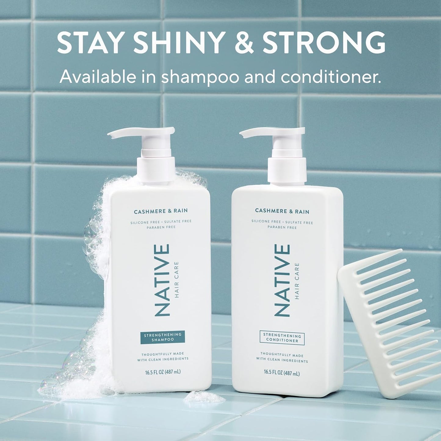 Native Strengthening Conditioner Cashmere & Rain 16.5 fl Oz – Thoughtful Birthday Gift for Women Who Love Clean Beauty and Self-Care