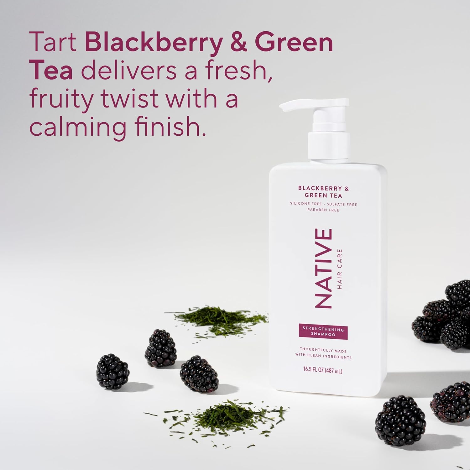 Native Strengthening Shampoo Blackberry & Green Tea 16.5 fl Oz – Clean, Multi-Use Wash for an Uncluttered Vanity