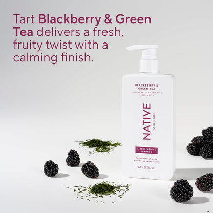 Native Strengthening Shampoo Blackberry & Green Tea 16.5 fl Oz – Clean, Multi-Use Wash for an Uncluttered Vanity