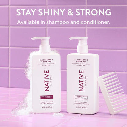 Native Strengthening Shampoo Blackberry & Green Tea 16.5 fl Oz – Clean, Multi-Use Wash for an Uncluttered Vanity