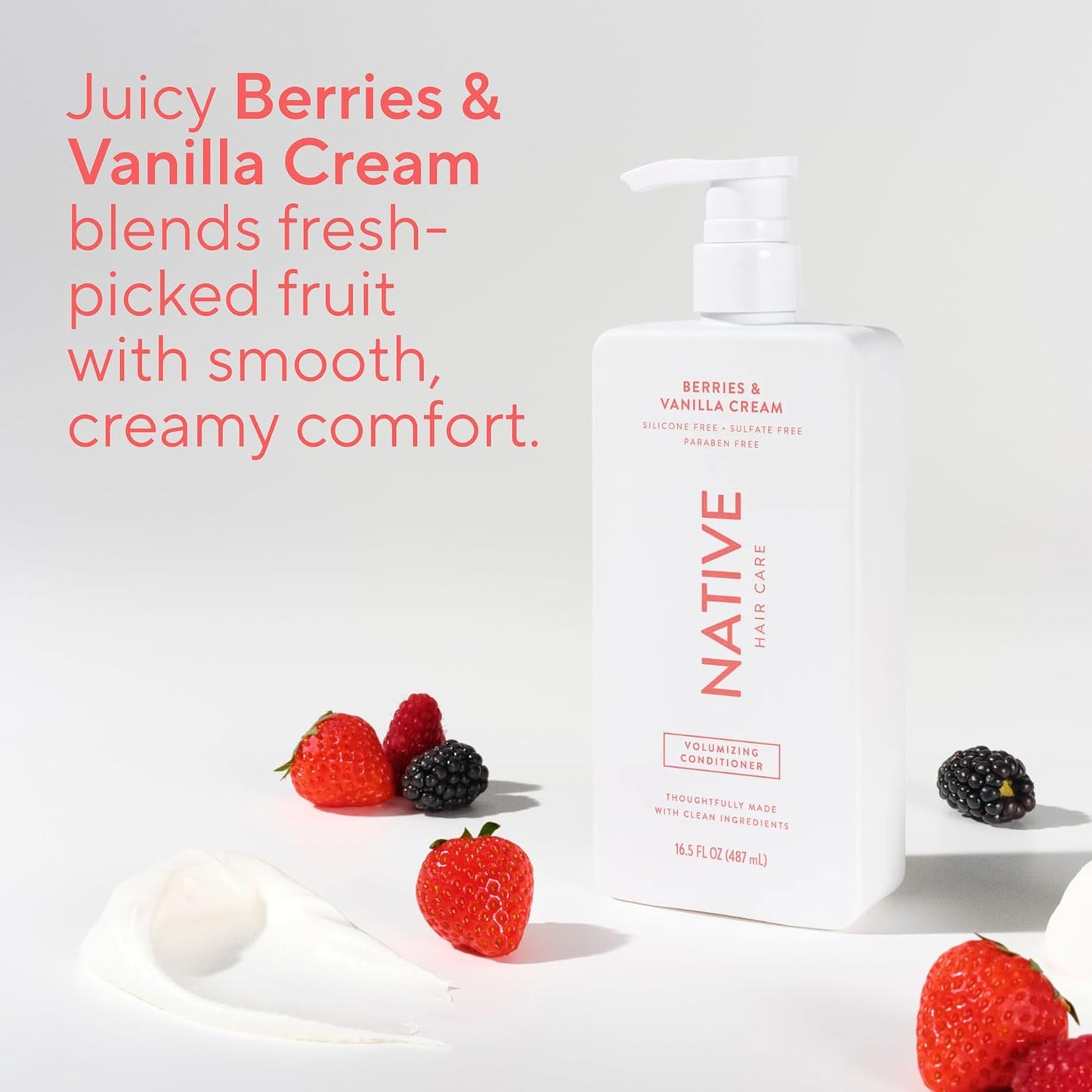 Native Volumizing Conditioner Berries & Vanilla Cream – Clean Formula for an Uncluttered Haircare Shelf