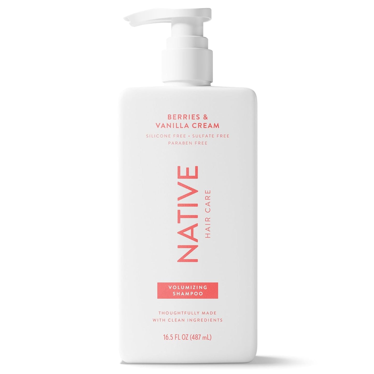 Native Volumizing Shampoo Berries & Vanilla Cream 16.5 fl Oz – Clean Ingredient Volumizing Wash for an Uncluttered Shower Shelf