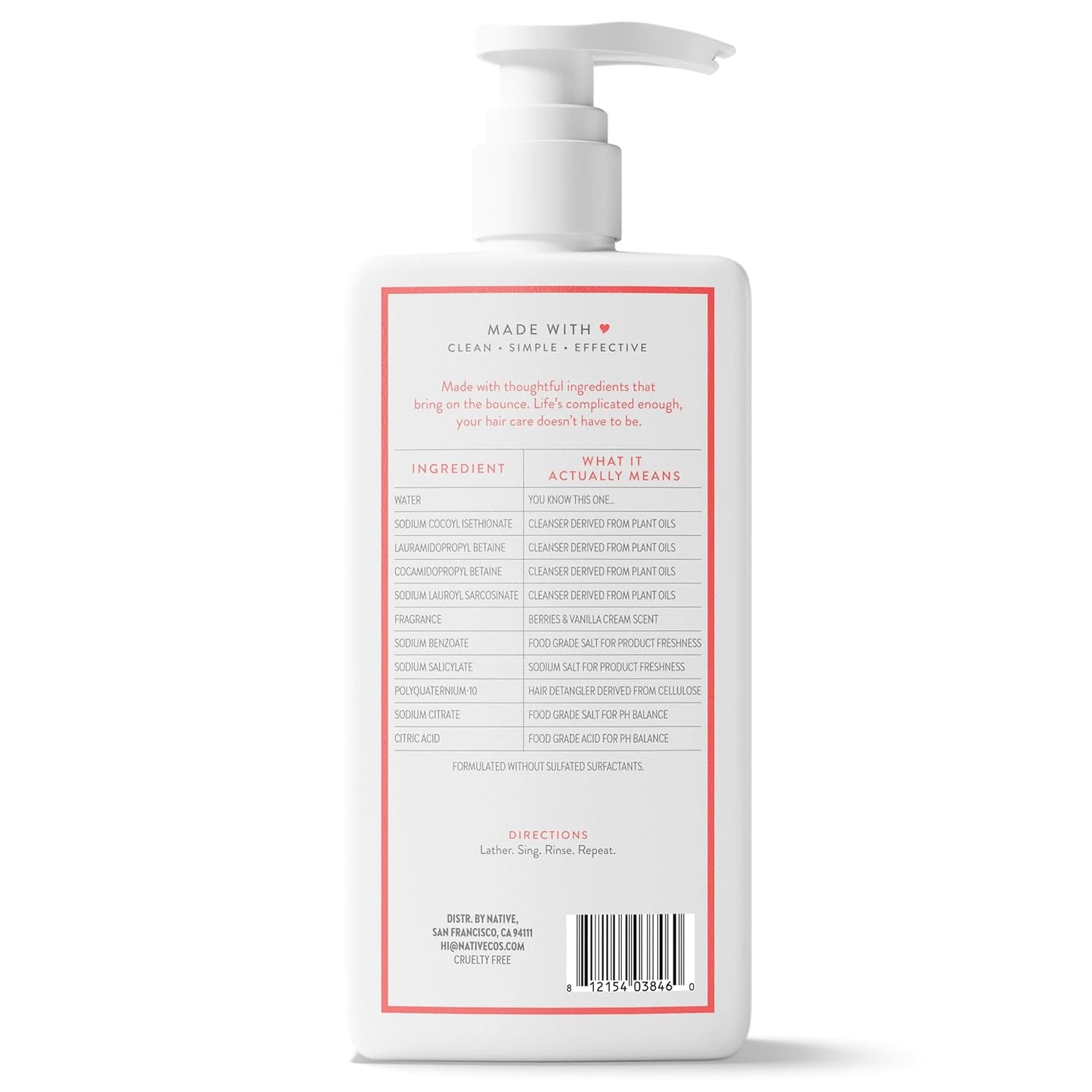 Native Volumizing Shampoo Berries & Vanilla Cream 16.5 fl Oz – Clean Ingredient Volumizing Wash for an Uncluttered Shower Shelf