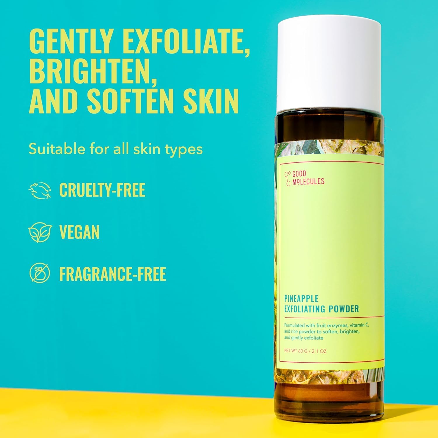 natural fruit enzymes from pineapple, kiwi, and papaya to break down dead skin cells