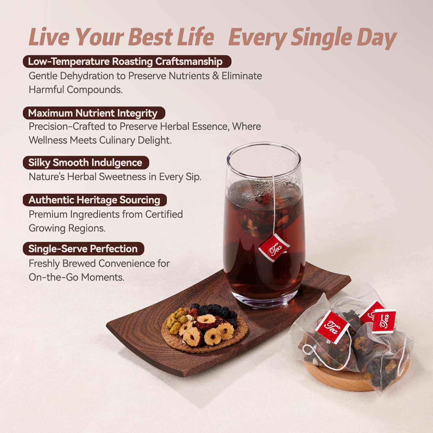 natural sweet-aroma profile producing a deep amber-hued infusion with no added sugar required