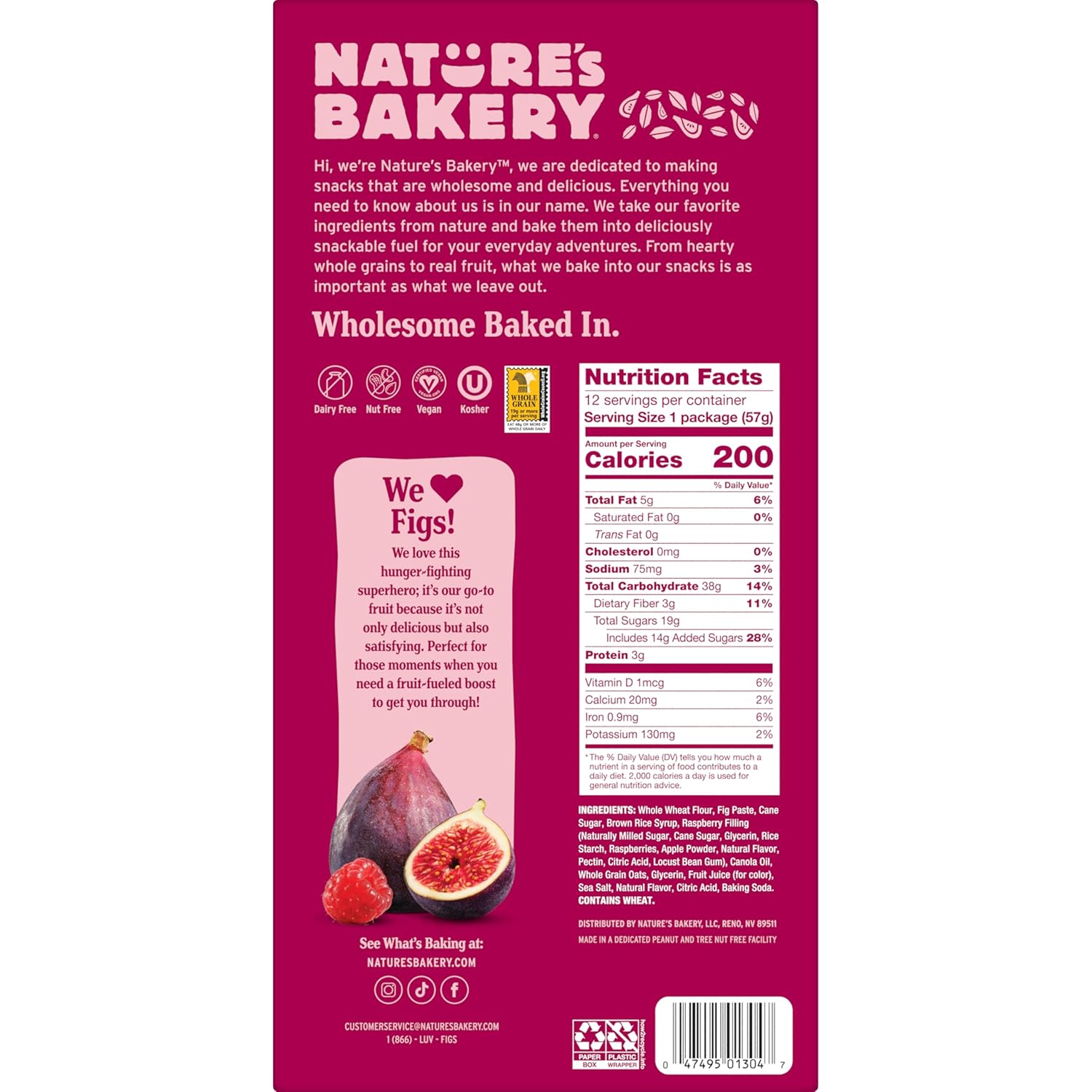 Nature's Bakery Whole Wheat Fig Bars – Desk Drawer Snack for Busy Workdays, Twin Pack Portion Control