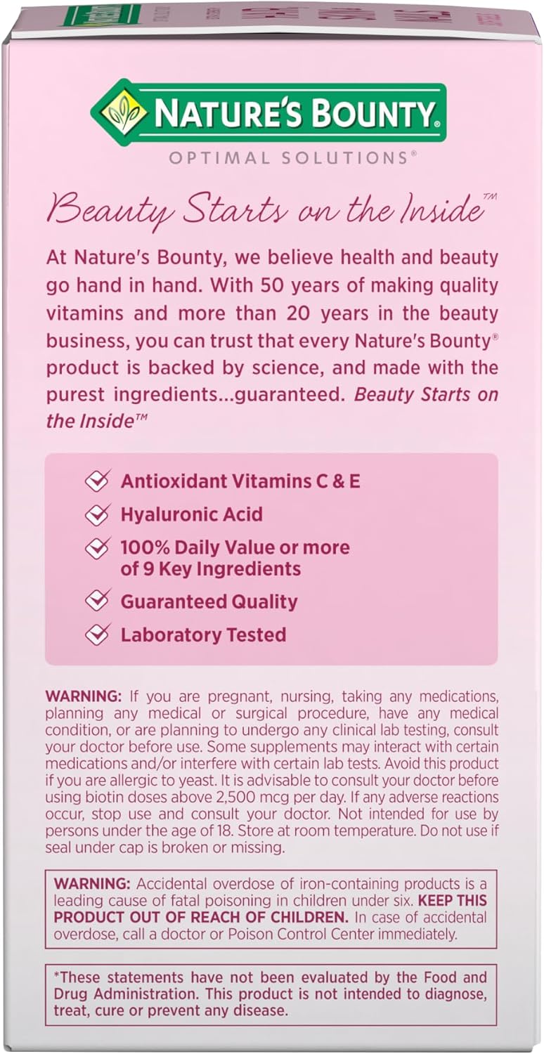 Nature's Bounty Advanced Hair, Skin & Nails – Clutter-Free Vanity Supplement, 2-Pack of 150 Softgels