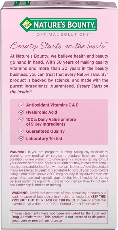 Nature's Bounty Advanced Hair, Skin & Nails – Clutter-Free Vanity Supplement, 2-Pack of 150 Softgels