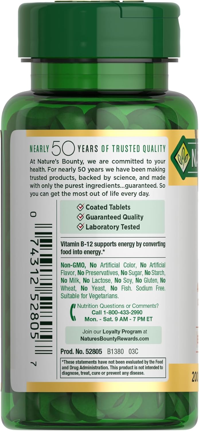 Nature's Bounty Vitamin B12 1000 mcg – Energy Metabolism Support for Busy Professionals
