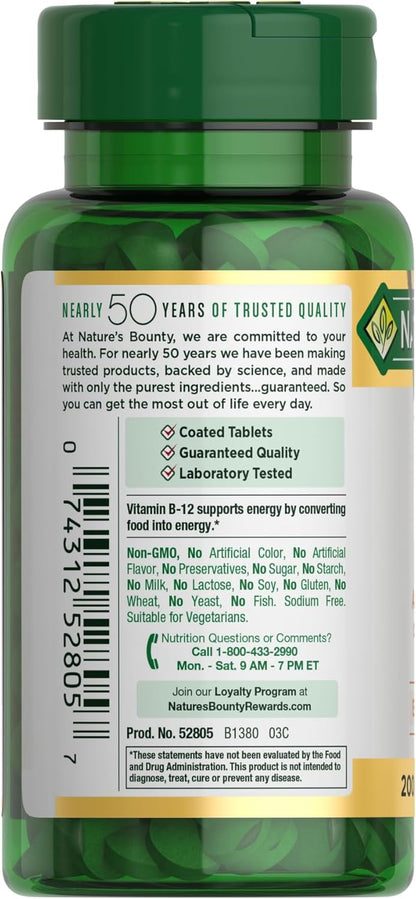 Nature's Bounty Vitamin B12 1000 mcg – Energy Metabolism Support for Busy Professionals