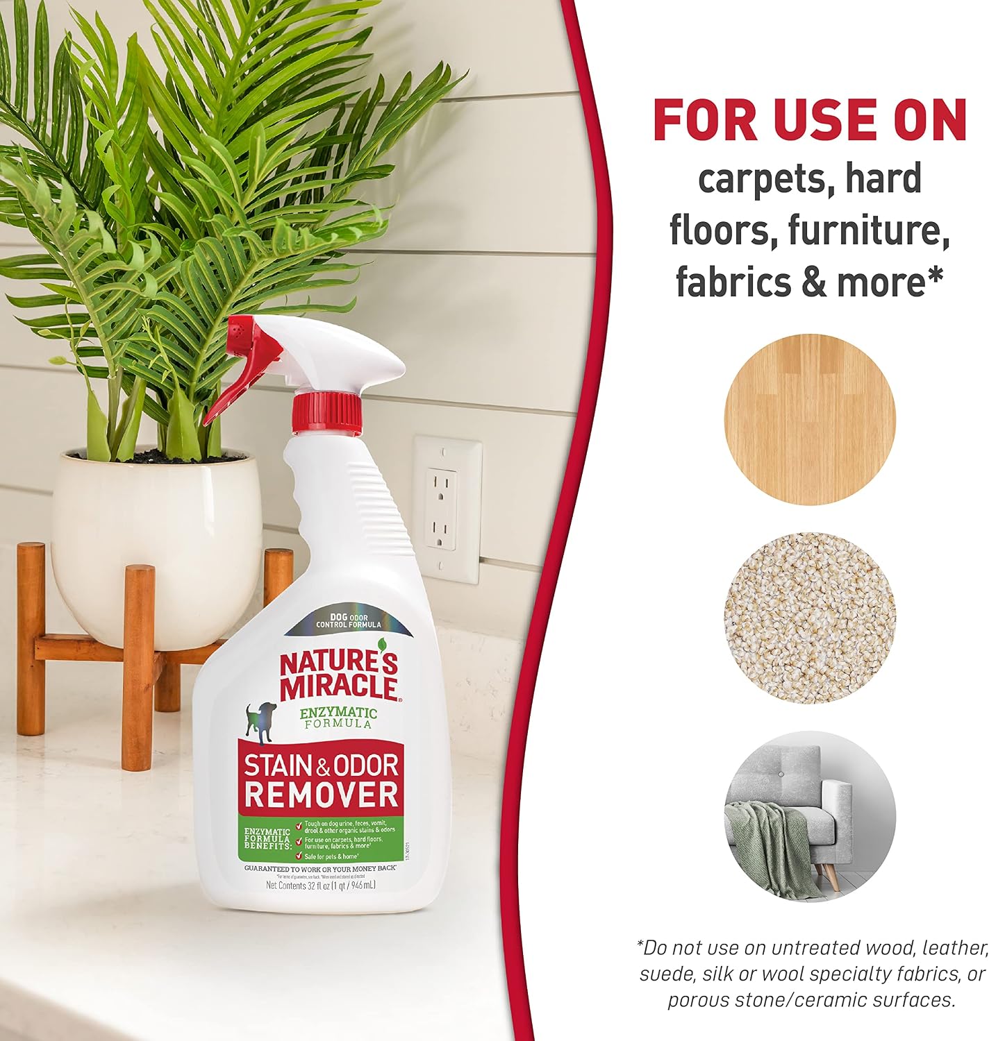 Nature’s Miracle Stain and Odor Remover Dog, 32 Ounces – Family-Safe Spot Treatment for Indoor Pet Messes