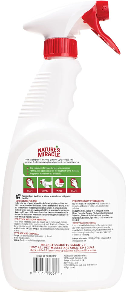 Nature's Miracle Urine Destroyer Plus for Cats – Pet-Safe Carpet Stain Remover for Homes with Kids and Animals