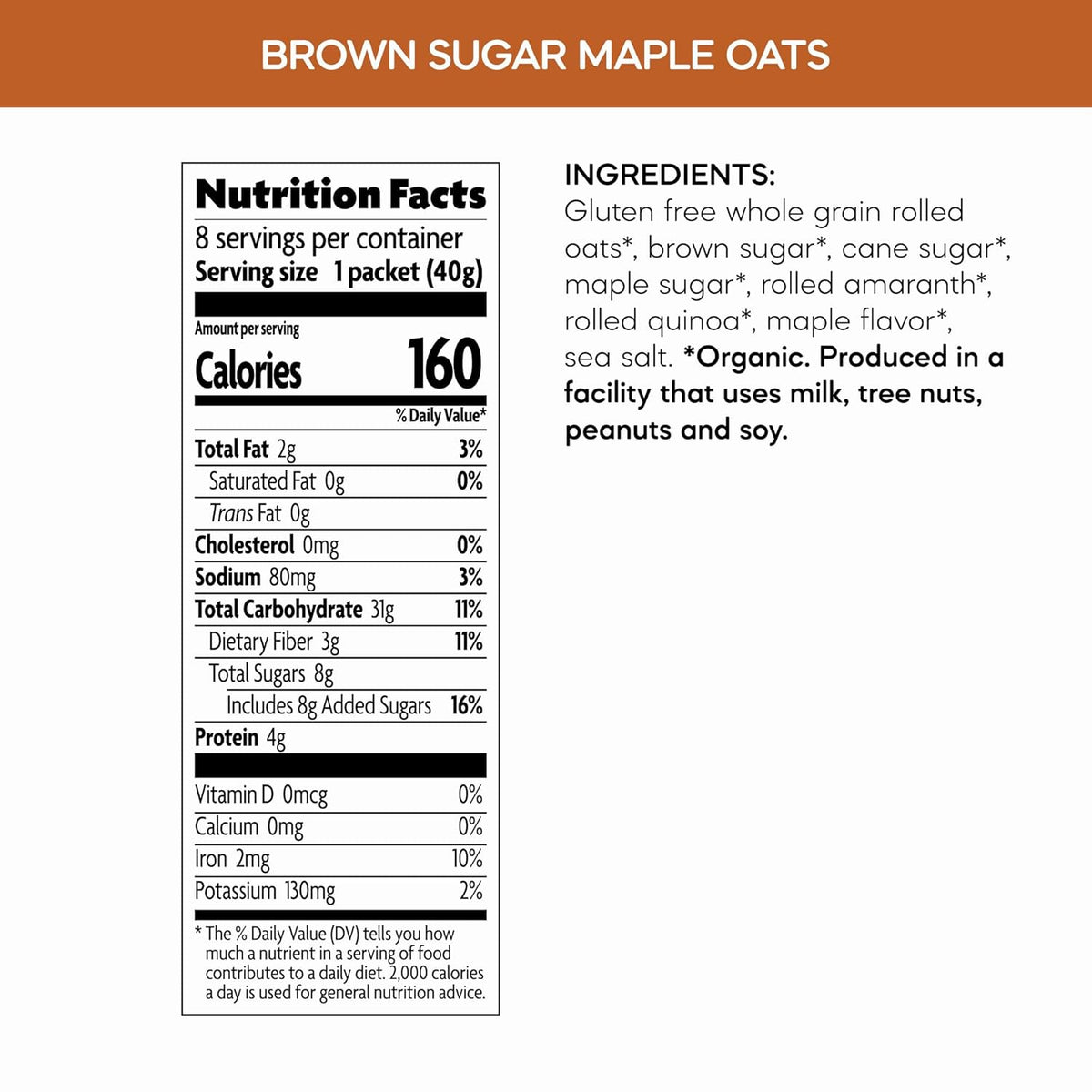 Nature's Path Organic Instant Oatmeal – Quick Office Breakfast for Busy Workdays, Brown Sugar Maple 8-Ct