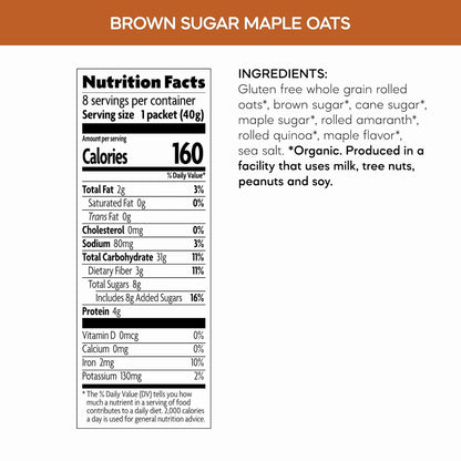 Nature's Path Organic Instant Oatmeal – Quick Office Breakfast for Busy Workdays, Brown Sugar Maple 8-Ct