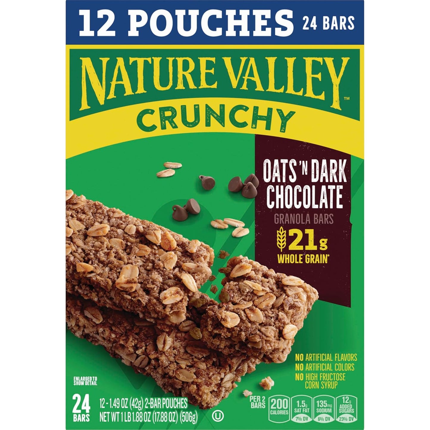 Nature Valley Crunchy Granola Bars, Oats 'n Dark Chocolate – Portable Hiking Snack for Trail and Campsite Fuel