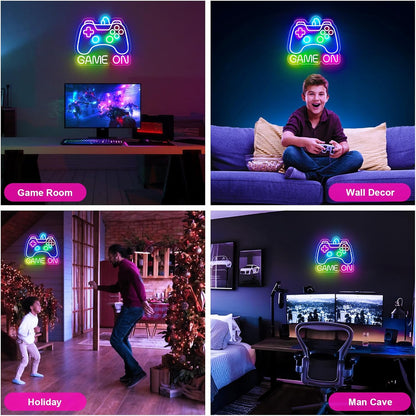 Neon Gamepad Sign for Boys, LED Light Wall Art - Unique Christmas Gift for Teenage Gamers, Bedroom Gaming Setup Decoration