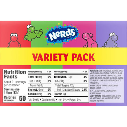 NERDS Candy Variety Pack – Halloween Trick-or-Treat Bowl Filler for Kids, Dual Flavor Grape Strawberry Watermelon Cherry, 9.9 oz