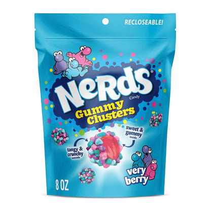 NERDS Juicy Gummy Clusters – Kid-Friendly Classroom Exchange Candy for Valentine's Day and Holiday Parties, 8 oz Bag