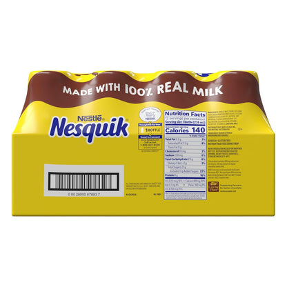 Nesquik Lowfat Chocolate Milk 8 oz Bottles – 8g Protein Grab and Go Post Workout Recovery Drink