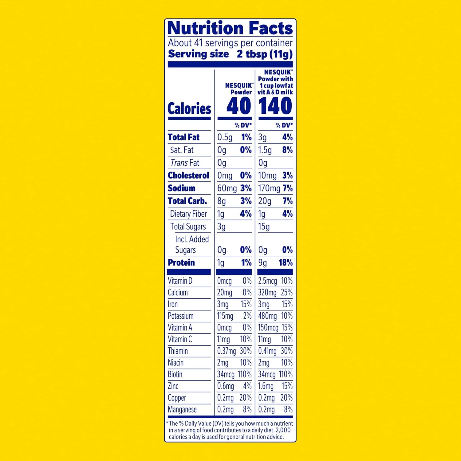Nesquik No Sugar Added Chocolate Powder for Kids Lunchboxes, Quick Stir-In Milk Flavoring