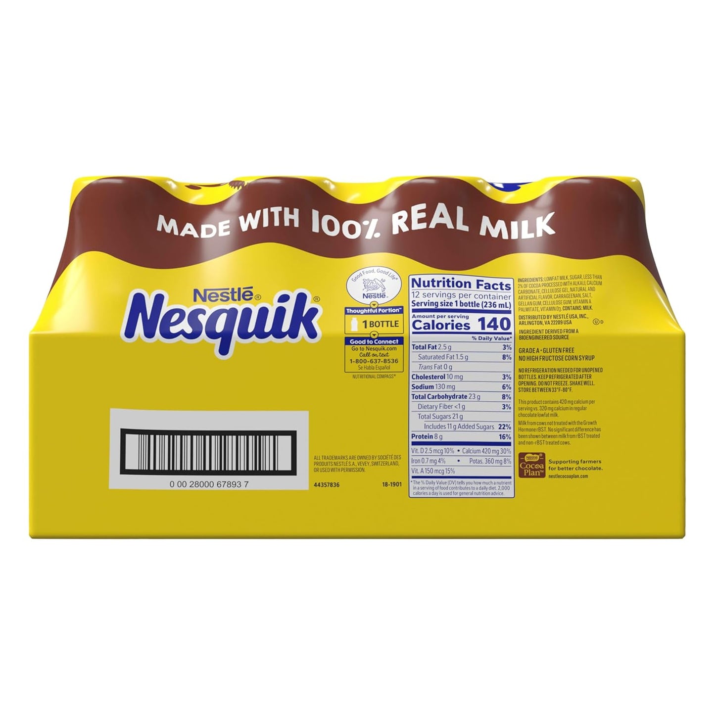 Nesquik Ready-to-Drink Chocolate Lowfat Milk – Lunchbox Friendly Calcium Snack for School Age Kids
