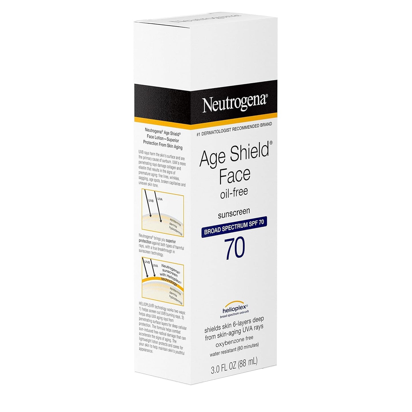 Neutrogena Age Shield Face Sunscreen SPF 70 – Trail and Beach Sun Protection for Hiking, Biking, and Boating Days