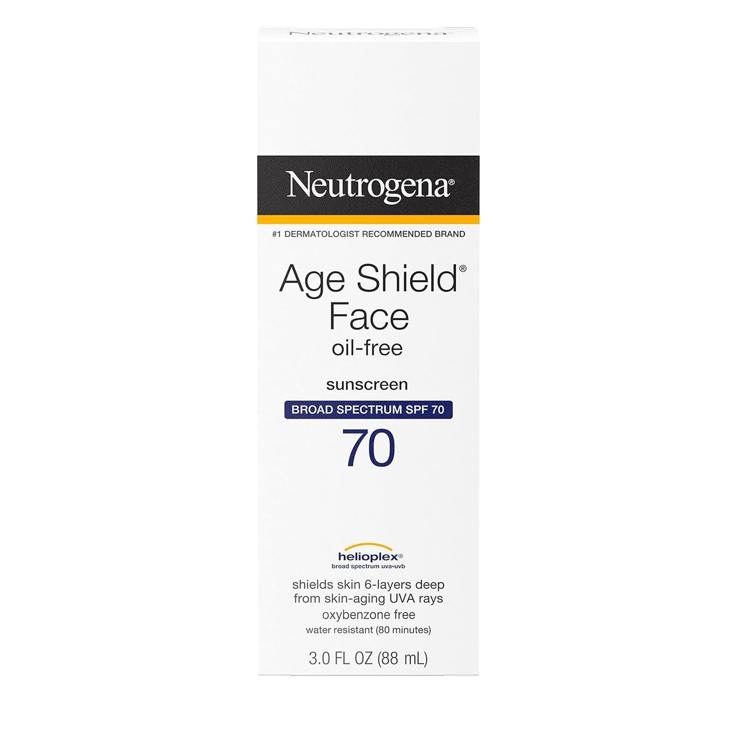 Neutrogena Age Shield Face Sunscreen SPF 70 – Trail and Beach Sun Protection for Hiking, Biking, and Boating Days