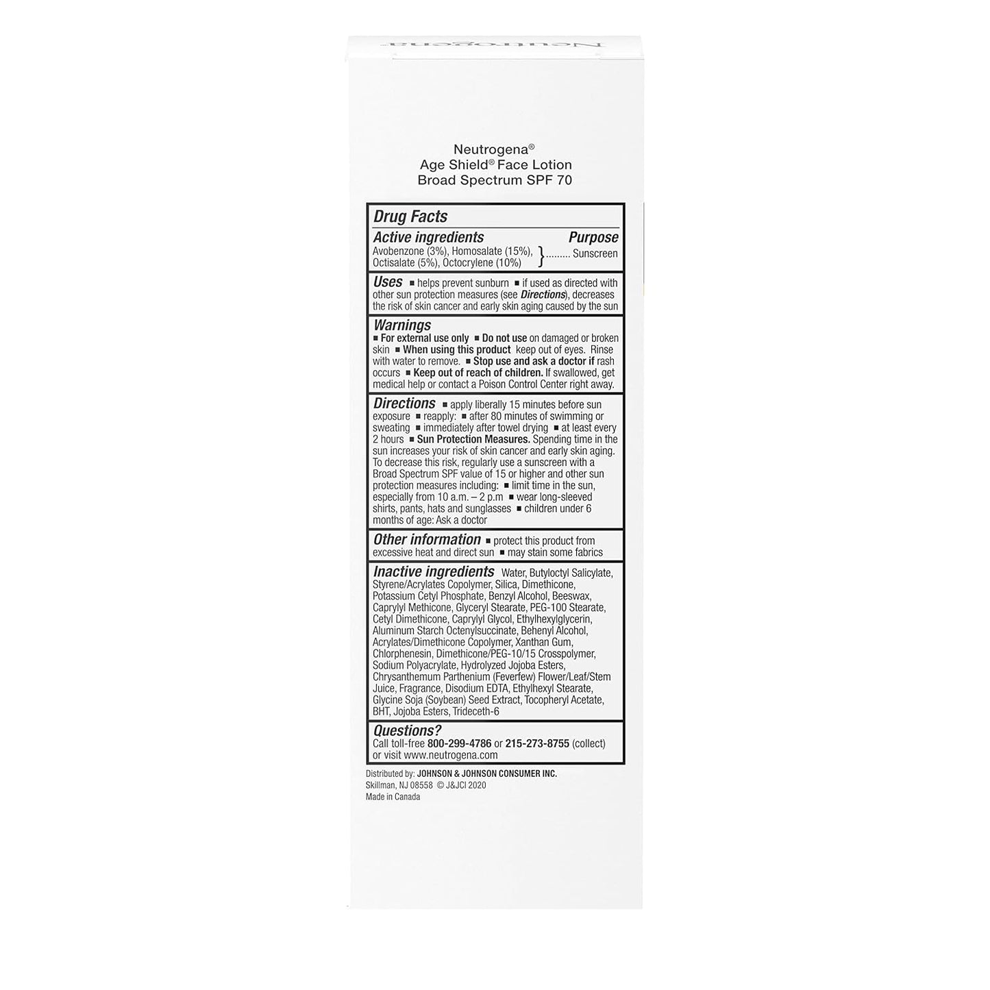 Neutrogena Age Shield Face Sunscreen SPF 70 – Trail and Beach Sun Protection for Hiking, Biking, and Boating Days