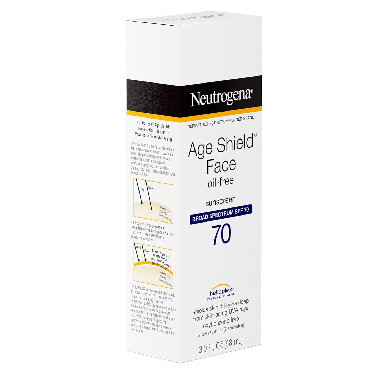 Neutrogena Age Shield Face Sunscreen SPF 70 – Trail and Beach Sun Protection for Hiking, Biking, and Boating Days