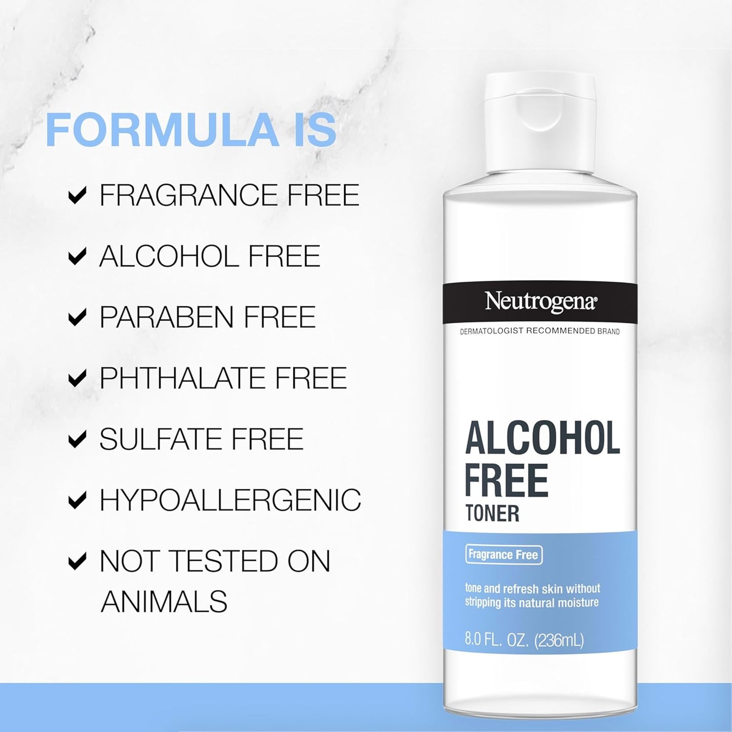 Neutrogena Alcohol-Free Gentle Daily Facial Toner for Clean Vanity Setup, Fragrance-Free Daily Toner for an Intentional Skincare Routine