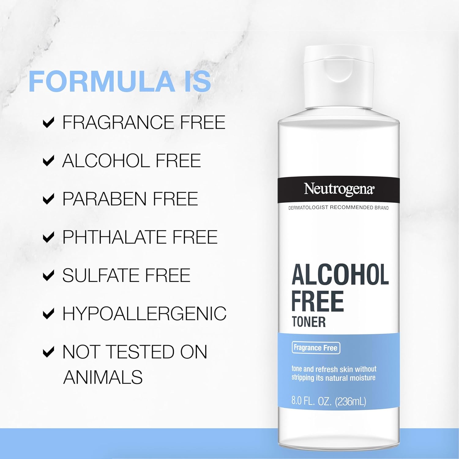 Neutrogena Alcohol-Free Gentle Daily Facial Toner for Clean Vanity Setup, Fragrance-Free Daily Toner for an Intentional Skincare Routine