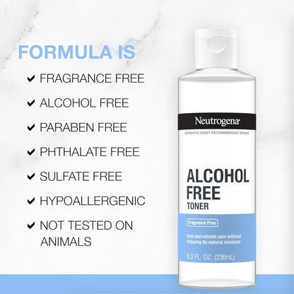 Neutrogena Alcohol-Free Gentle Daily Facial Toner for Clean Vanity Setup, Fragrance-Free Daily Toner for an Intentional Skincare Routine