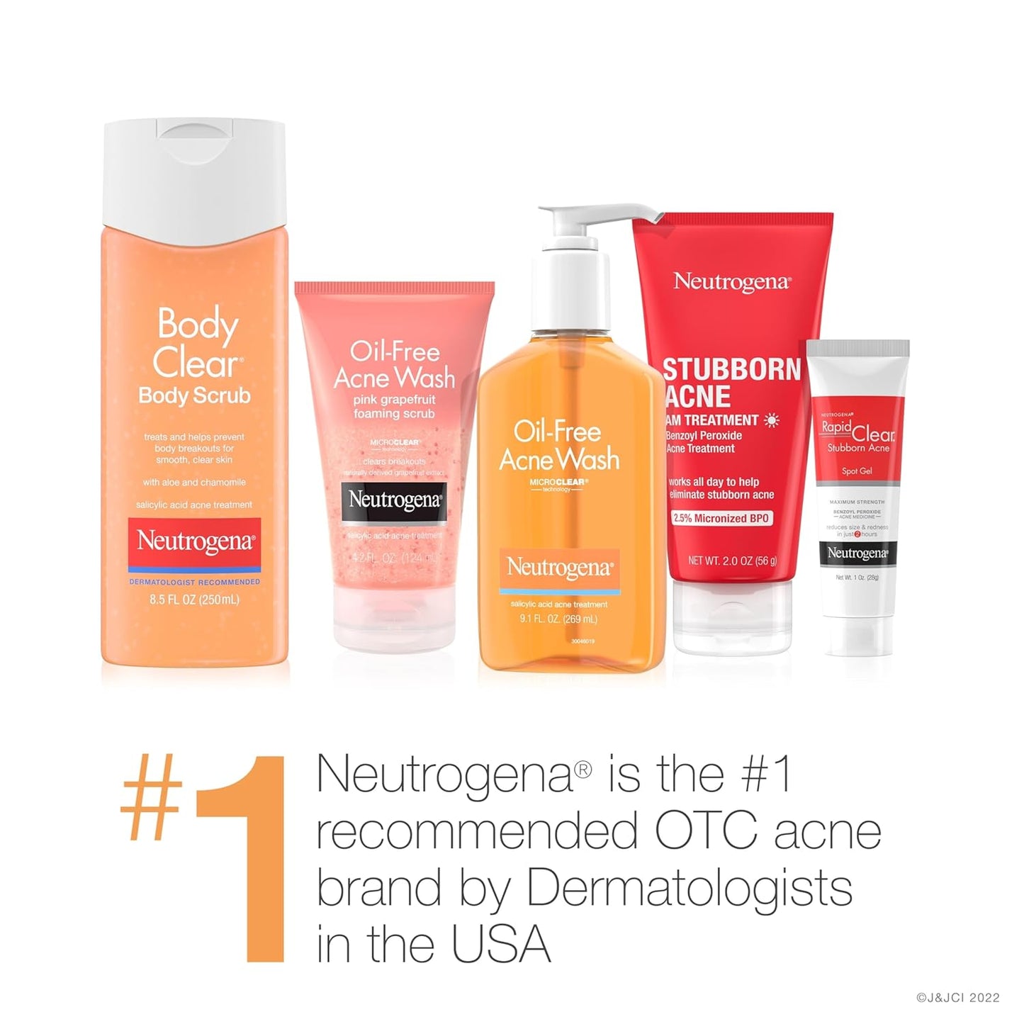 Neutrogena Body Clear Acne Body Wash 2% Salicylic Acid – Dermatologist-Tested, Non-Comedogenic Daily Treatment for Body Acne