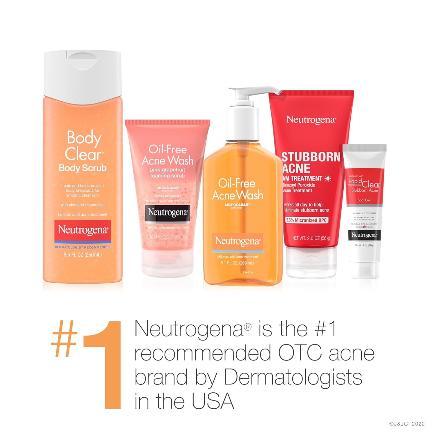 Neutrogena Body Clear Acne Body Wash 2% Salicylic Acid – Dermatologist-Tested, Non-Comedogenic Daily Treatment for Body Acne
