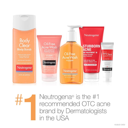 Neutrogena Body Clear Acne Body Wash 2% Salicylic Acid – Dermatologist-Tested, Non-Comedogenic Daily Treatment for Body Acne