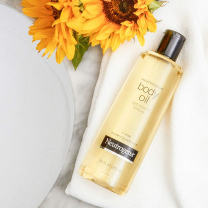 Neutrogena Body Oil Light Sesame Formula – Nightly Wind-Down Bath Ritual for Dry Skin, Aromatherapy-Soothing Hydration