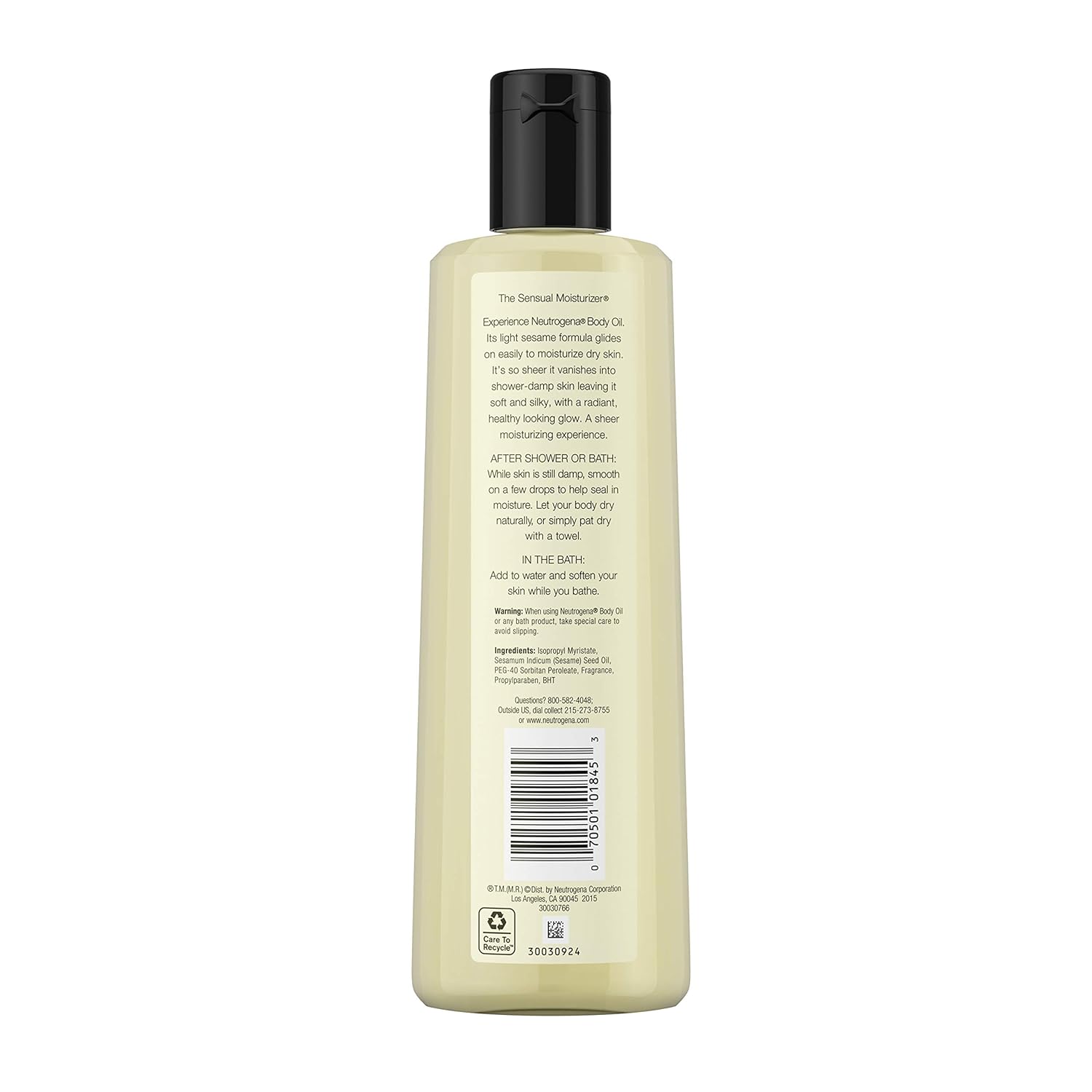 Neutrogena Body Oil Light Sesame Formula – Nightly Wind-Down Bath Ritual for Dry Skin, Aromatherapy-Soothing Hydration