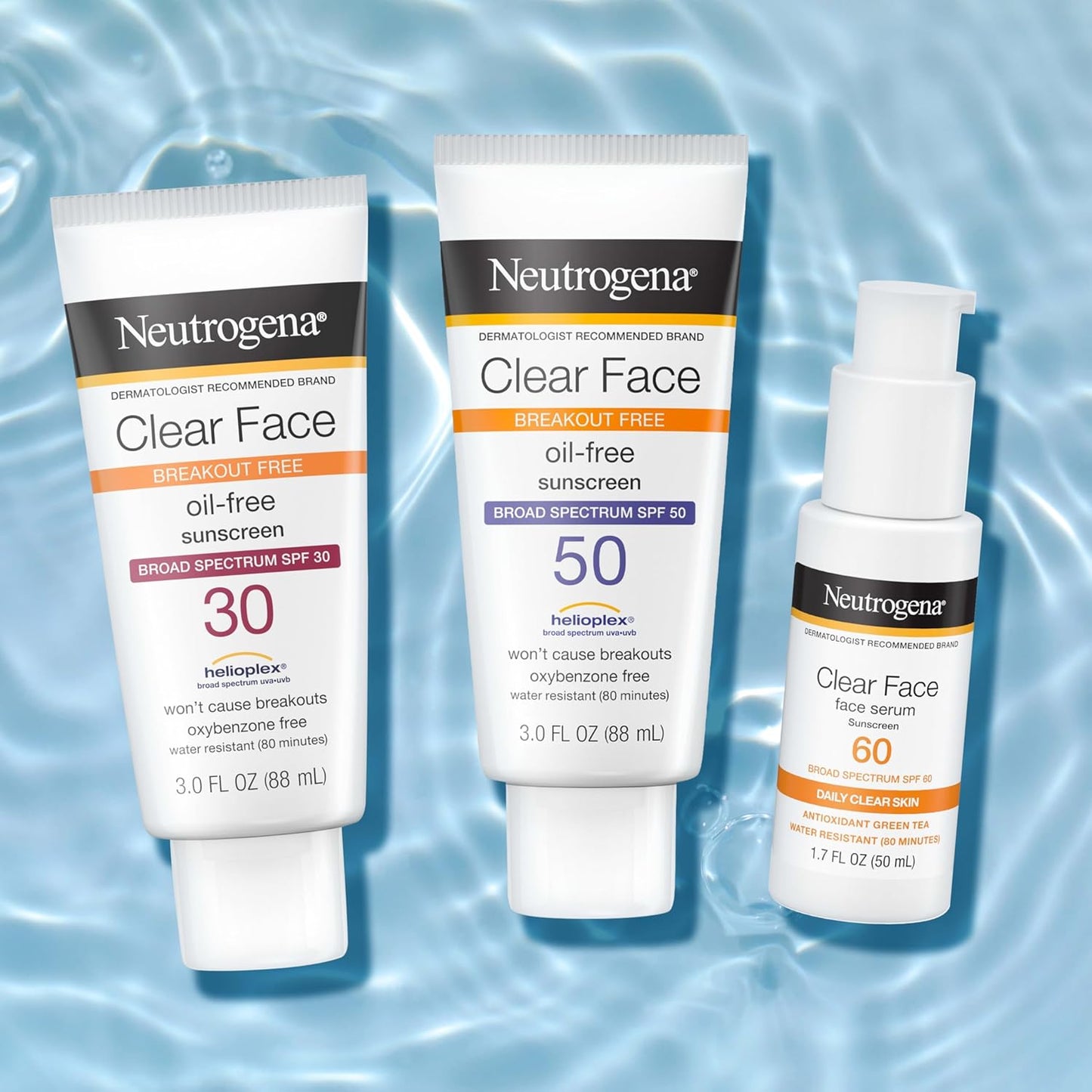 Neutrogena Clear Face Serum Sunscreen – Clean, Fragrance-Free SPF 60 for a Cluttered-Free Vanity