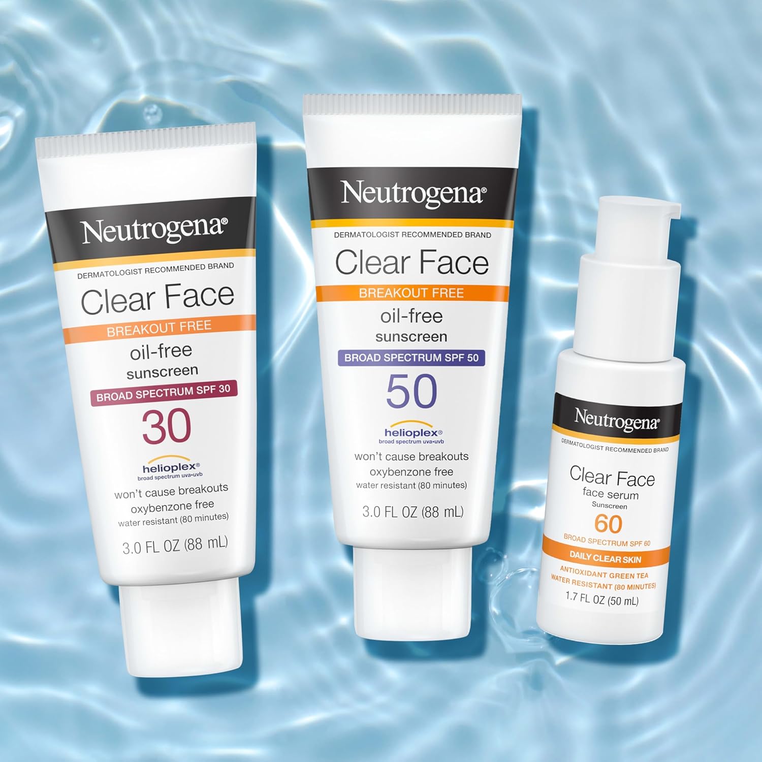 Neutrogena Clear Face Serum Sunscreen – Clean, Fragrance-Free SPF 60 for a Cluttered-Free Vanity