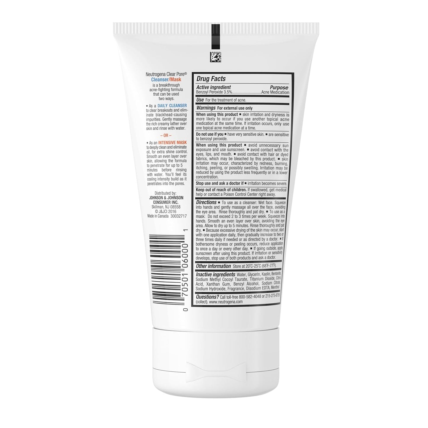 Neutrogena Clear Pore 2-in-1 Cleanser Mask – Streamlined Acne Solution for Minimal Bathroom Shelves