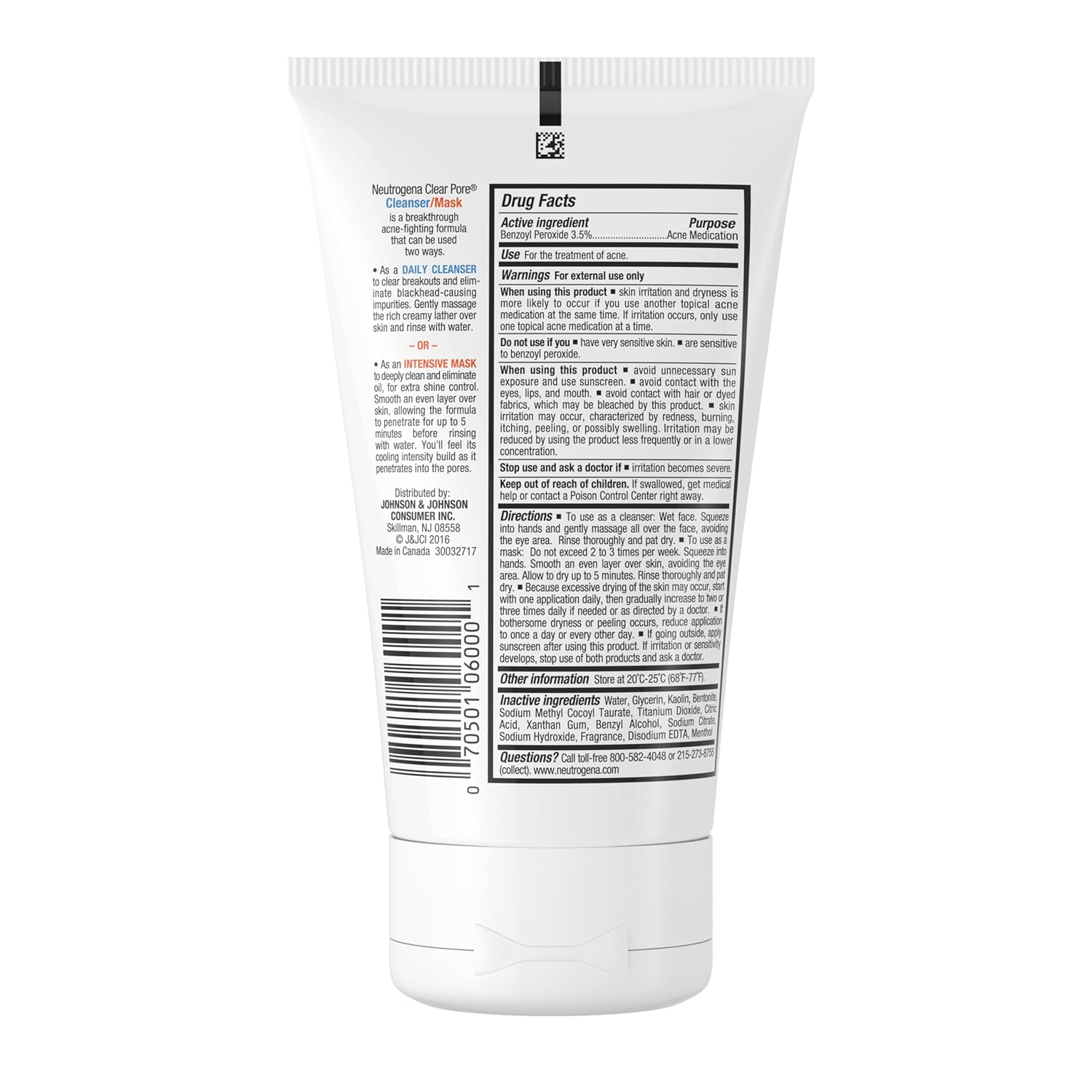 Neutrogena Clear Pore Dual Cleanser & Mask – Spa-Inspired Acne Treatment for Your Nightly Skincare Ritual