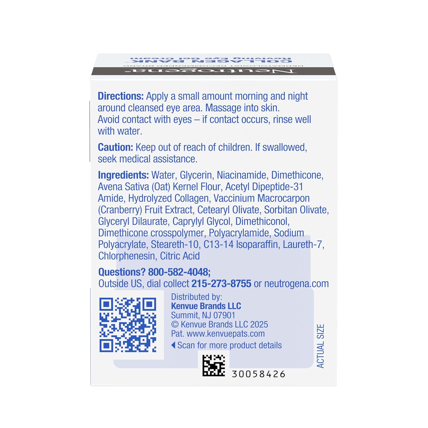 Neutrogena Collagen Bank Reviving Eye Cream – Premium Micro-Peptide Eye Treatment, Fragrance-Free 0.5 oz Jar
