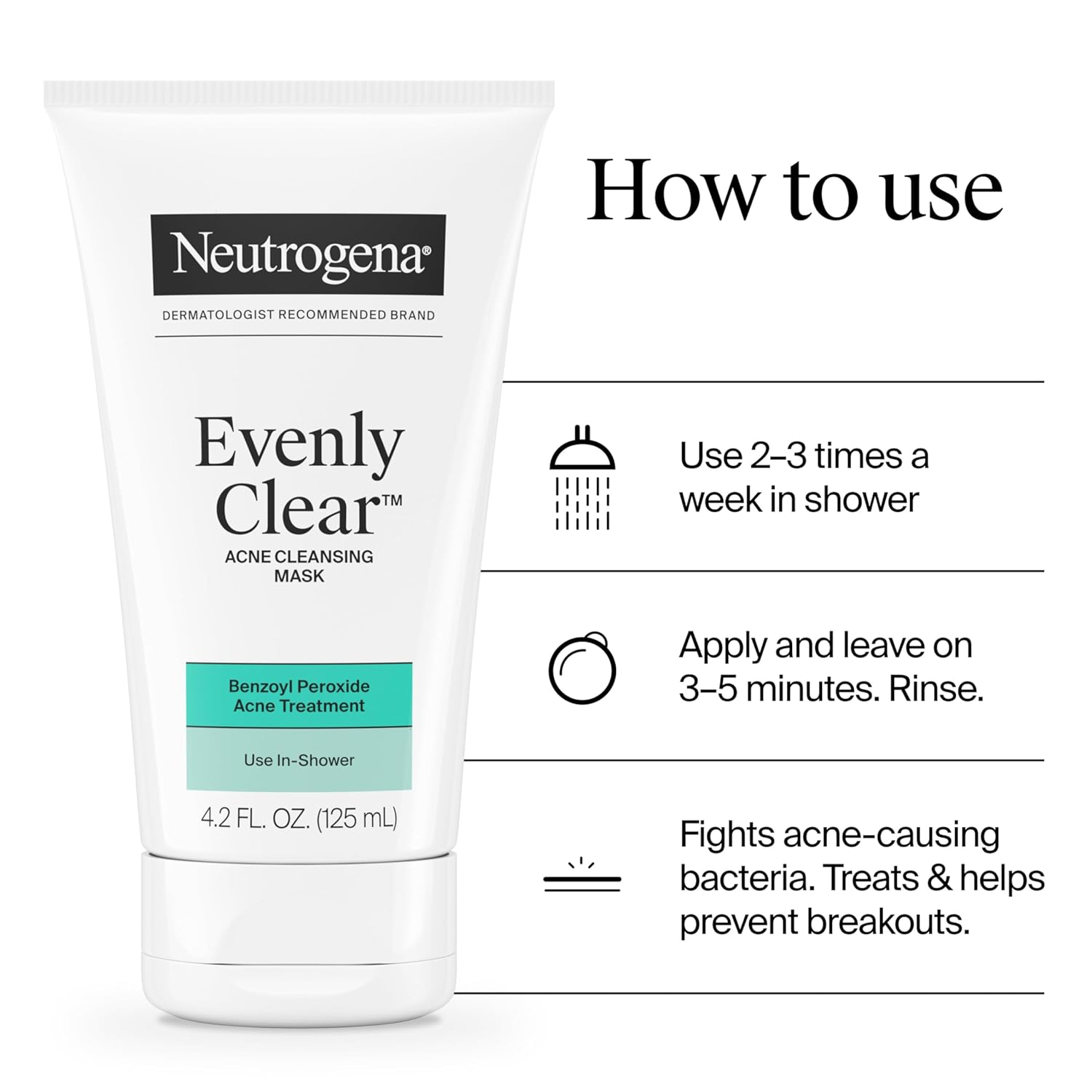 Neutrogena Evenly Clear 2-in-1 Acne Mask & Cleanser – Thoughtful Skincare Gift for Teens and College Students