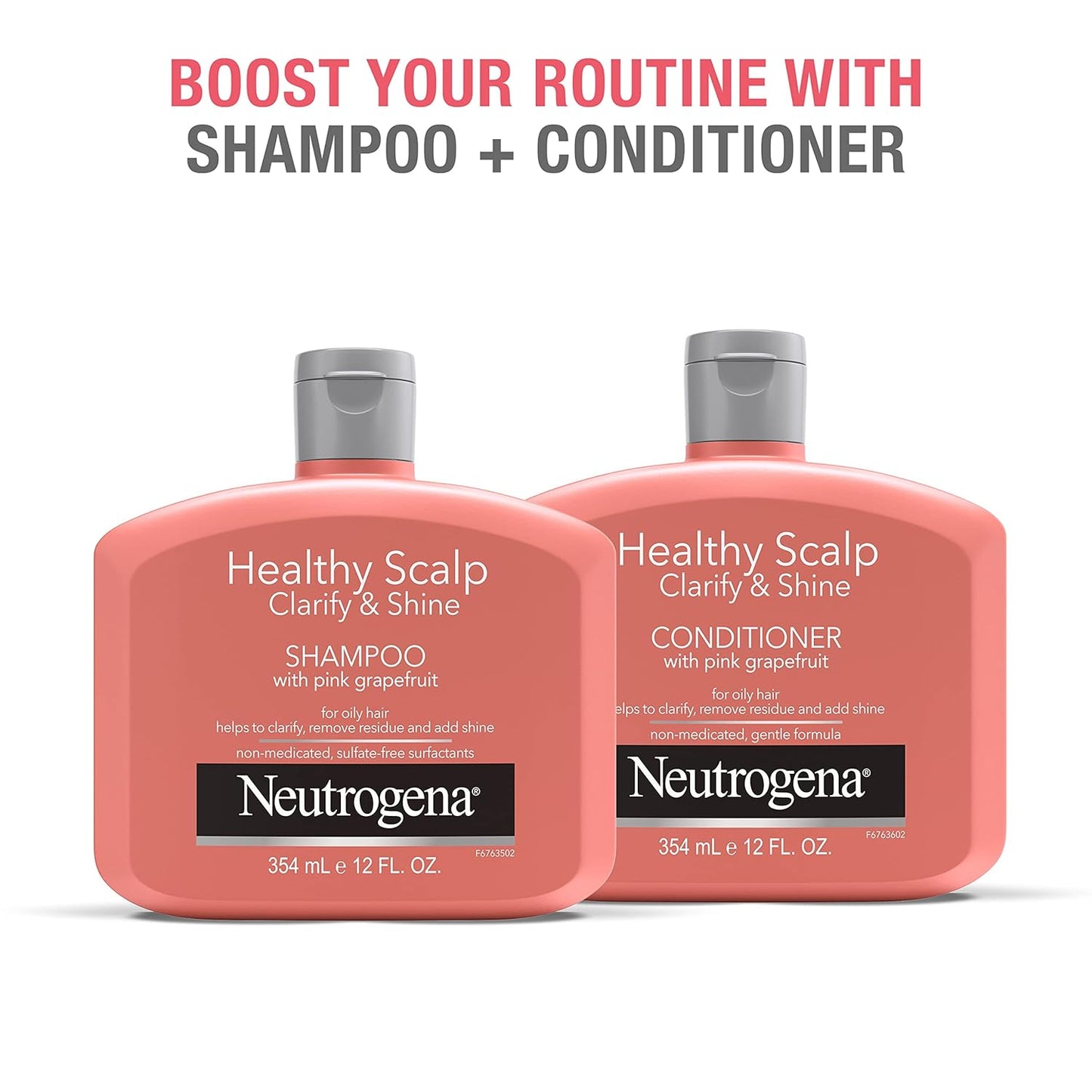 Neutrogena Exfoliating Healthy Scalp Clarify & Shine Conditioner for Oily Hair – Streamlined Shower Staple in a Clean White Bottle
